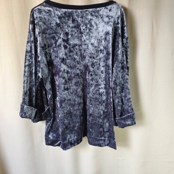 Supplies Crushed Velvet Blue 3/4 Sleeve Top XL - Picture 3 of 9